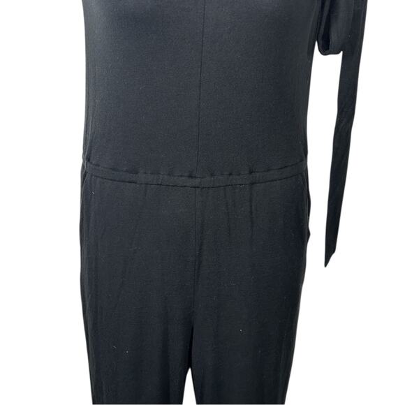 Anthropologie Daily Ritual Black Jumpsuit Self Tie Accent Shoulder Size XS - Picture 4 of 11